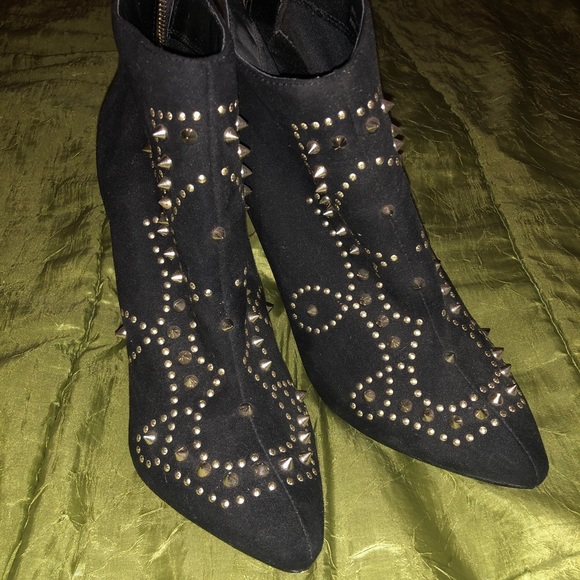 Gold Studded Embellished Suede Booties 🖤 - Picture 3 of 7